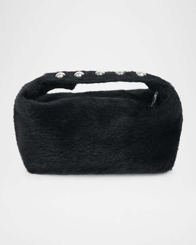 Marfa Studded Faux Hair Pochette Top-Handle Bag